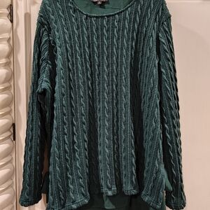 Suzanne Betro Teal Cable Knit Blouse